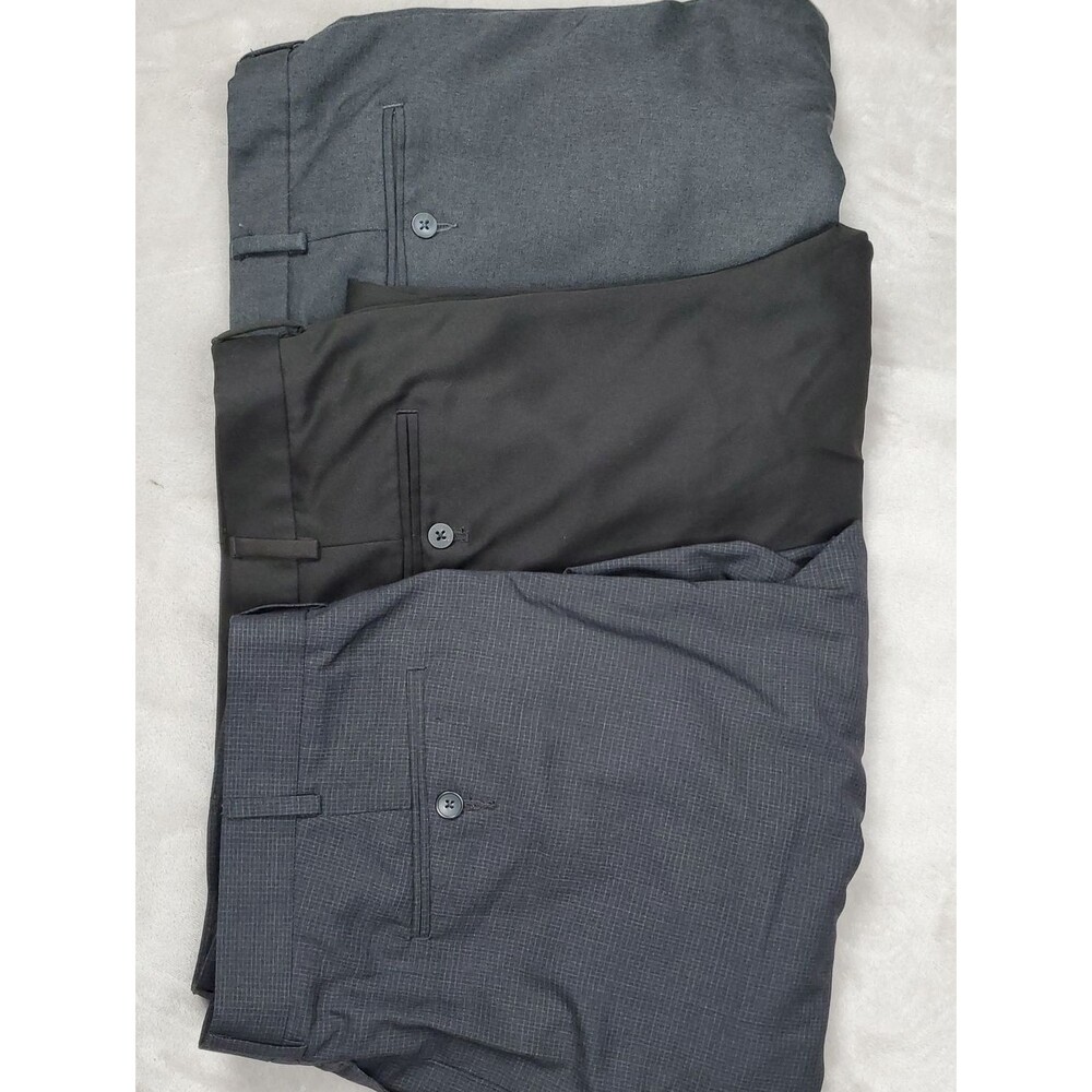 Van Heusen | Men's Dress Pants Set of 3 | 40x29 | Pleated & Flat Front Trousers